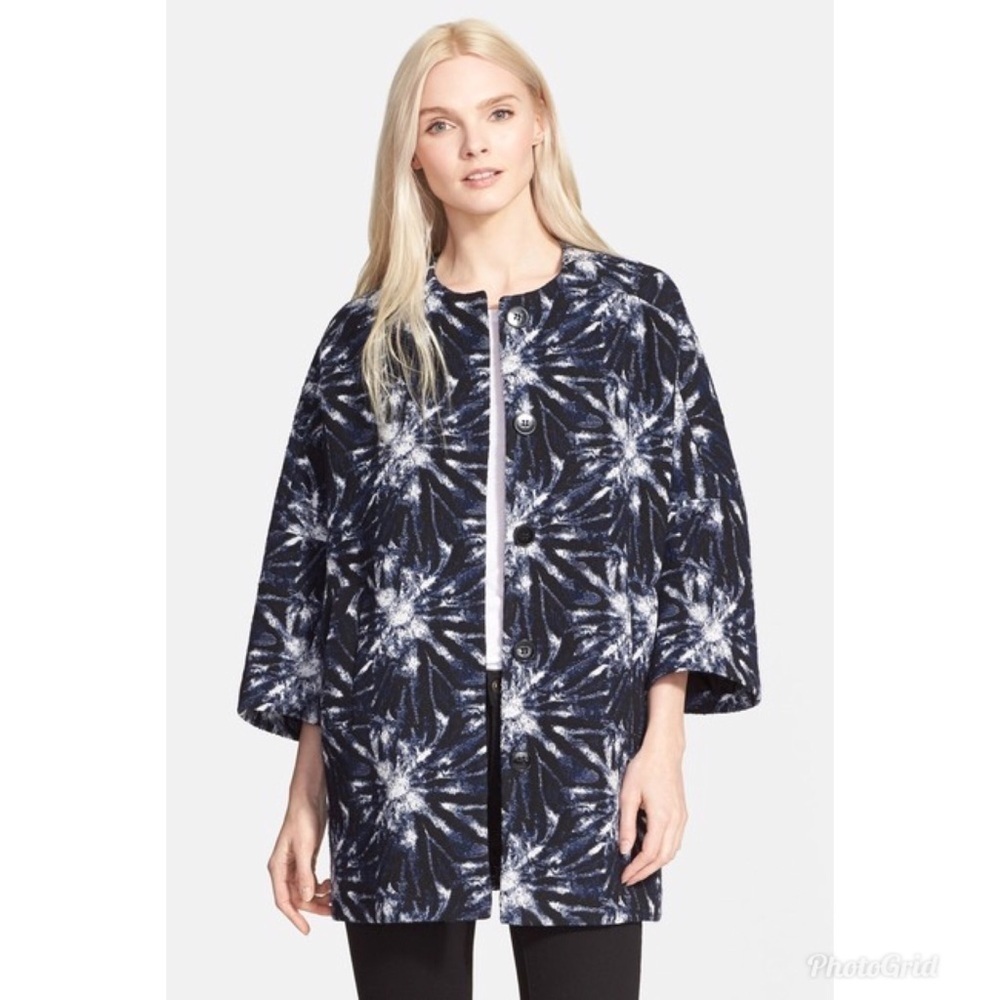 Helene Berman Contrast Back Kimono Blue Coat M